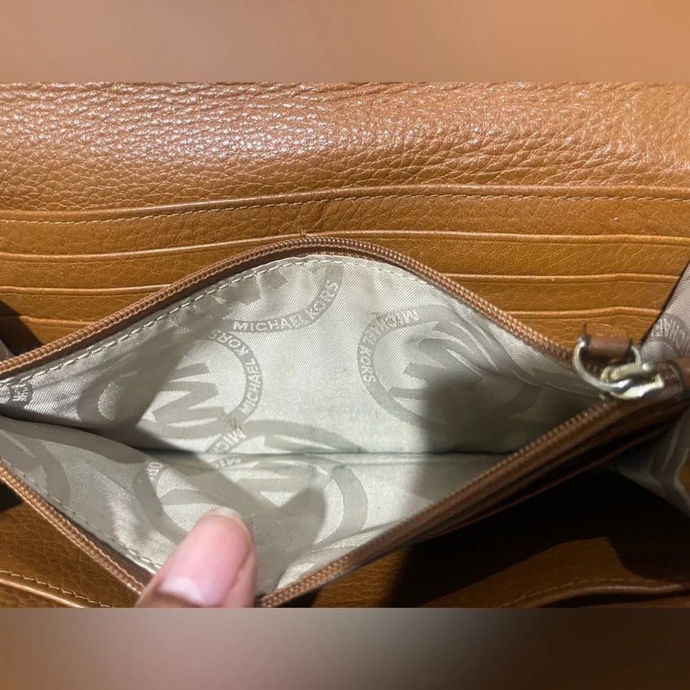 Michael Kors Cognac Leather Buckle Continental Wallet - Picture 6 of 8